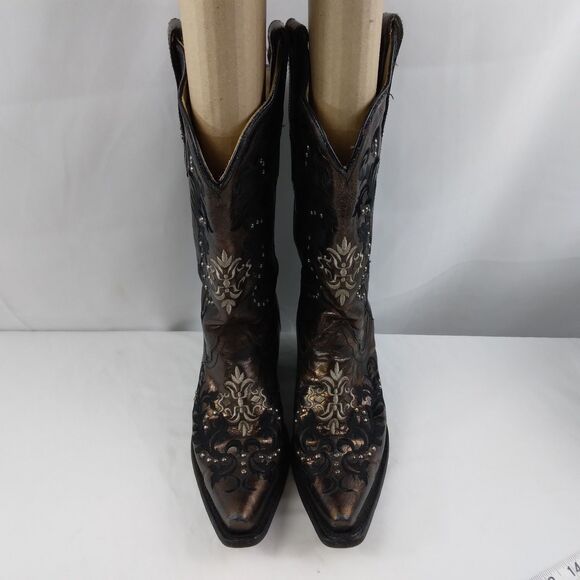 CORRAL Bronze Leather Studded Distressed Western Cowboy Boots Rodeo Women's 7M - Picture 5 of 16